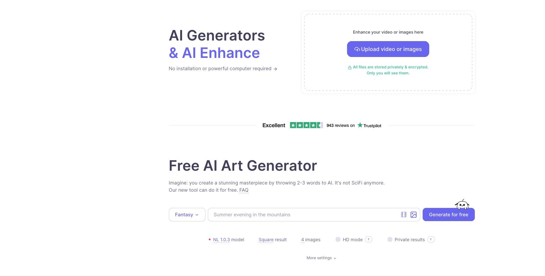 Free AI Art Generator & AI Enhance