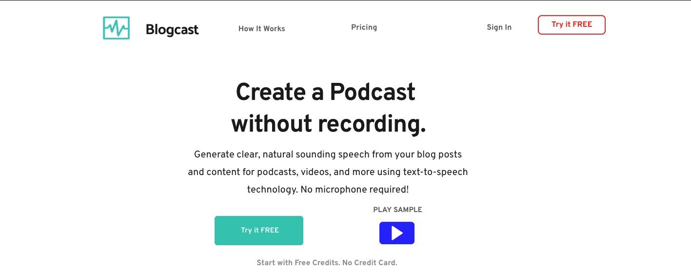 Blogcast：为网页内容提供声音的AI文字转语音服务