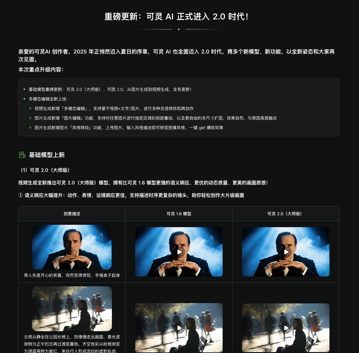 可灵AI 2.0时代降临！视频质量跃升、艺术风格突破，多模态编辑开创创作新纪元