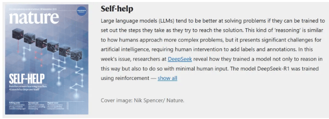 DeepSeek R1论文登上《Nature》封面，AI大模型首次通过同行评审