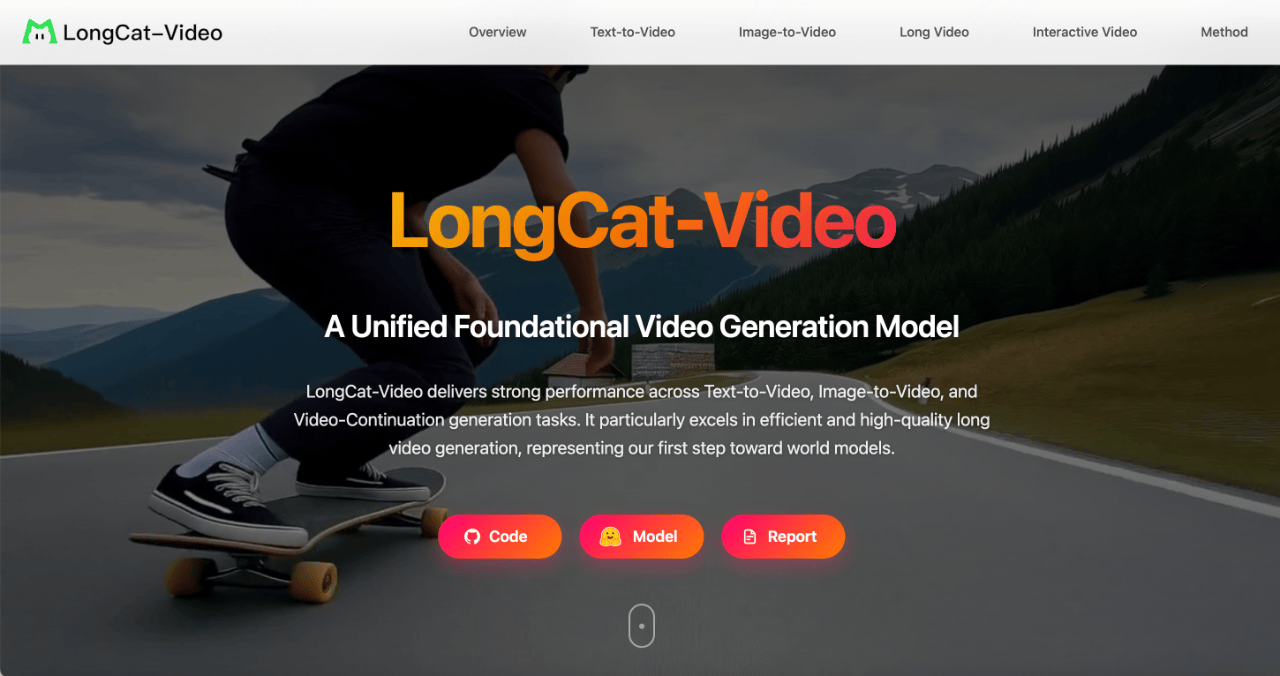 美团发布 LongCat-Video 视频生成模型，突破长视频生成技术
