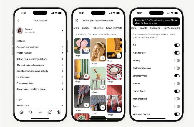 Pinterest推出AI内容限制工具：用户可自定义减少生成式AI图像