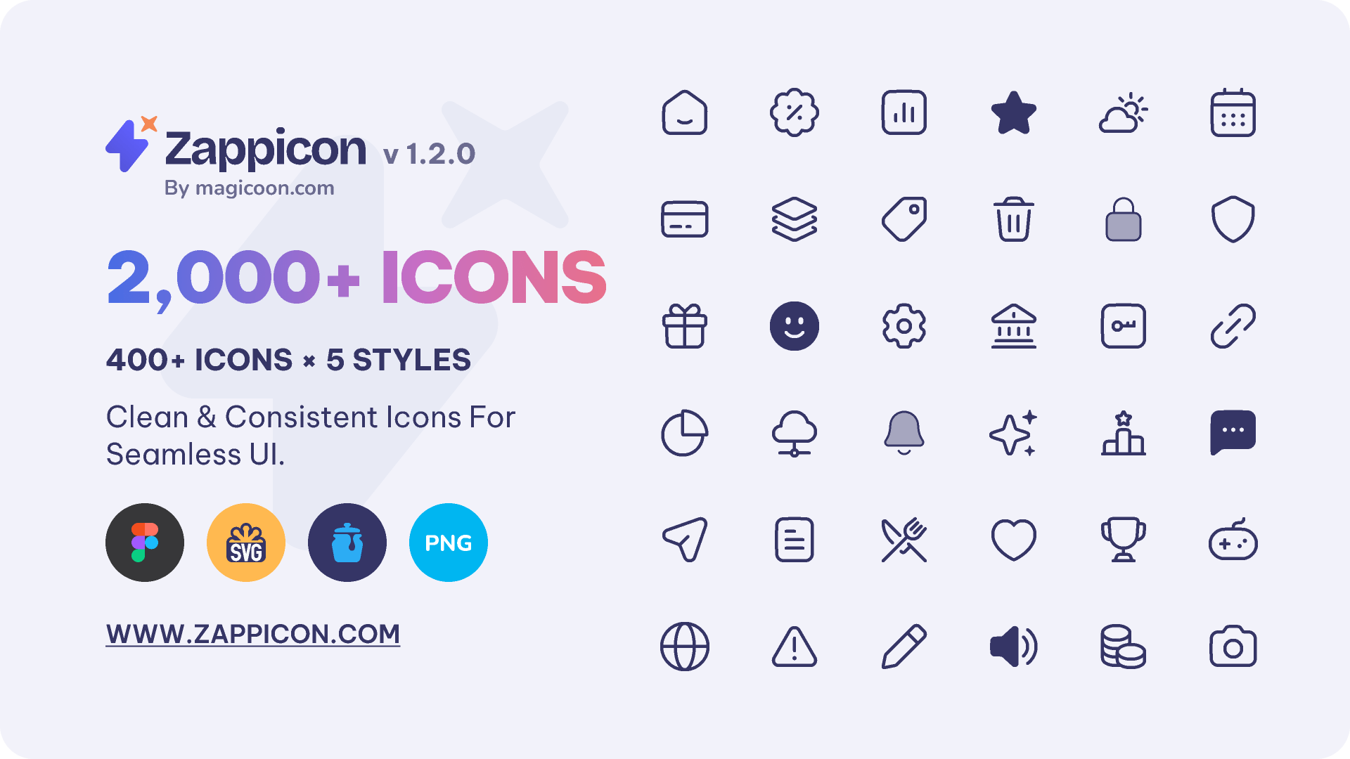 Zappicon v1.2 免费 UI 图标集发布：高质量统一风格图标，助力界面设计效率提升