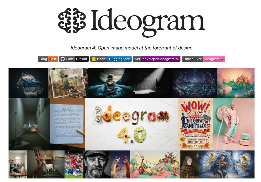 Ideogram 4.0 开源发布，AI 图像生成终于更懂“文字和设计”